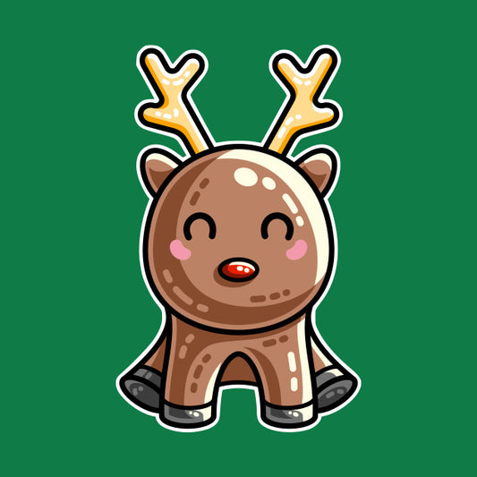 Kawaii cute red nosed reindeer face on