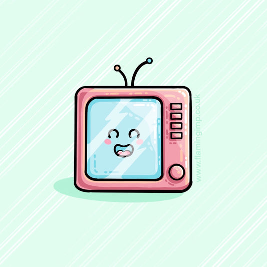 A kawaii cute retro style TV drawing