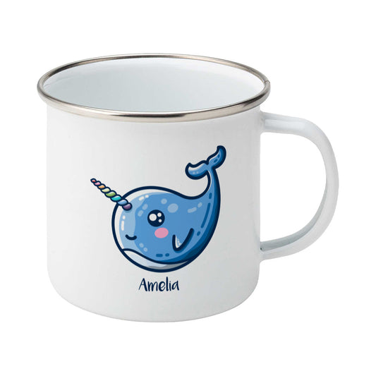 Narwhal Kawaii Cute Personalised Enamel Mug
