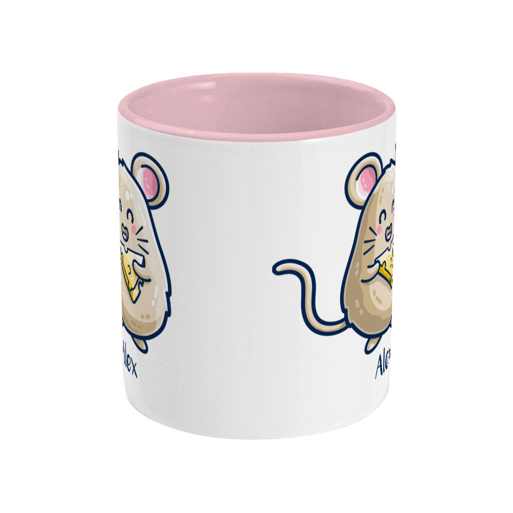 Mouse Holding Cheese Cute Personalised Ceramic Mug