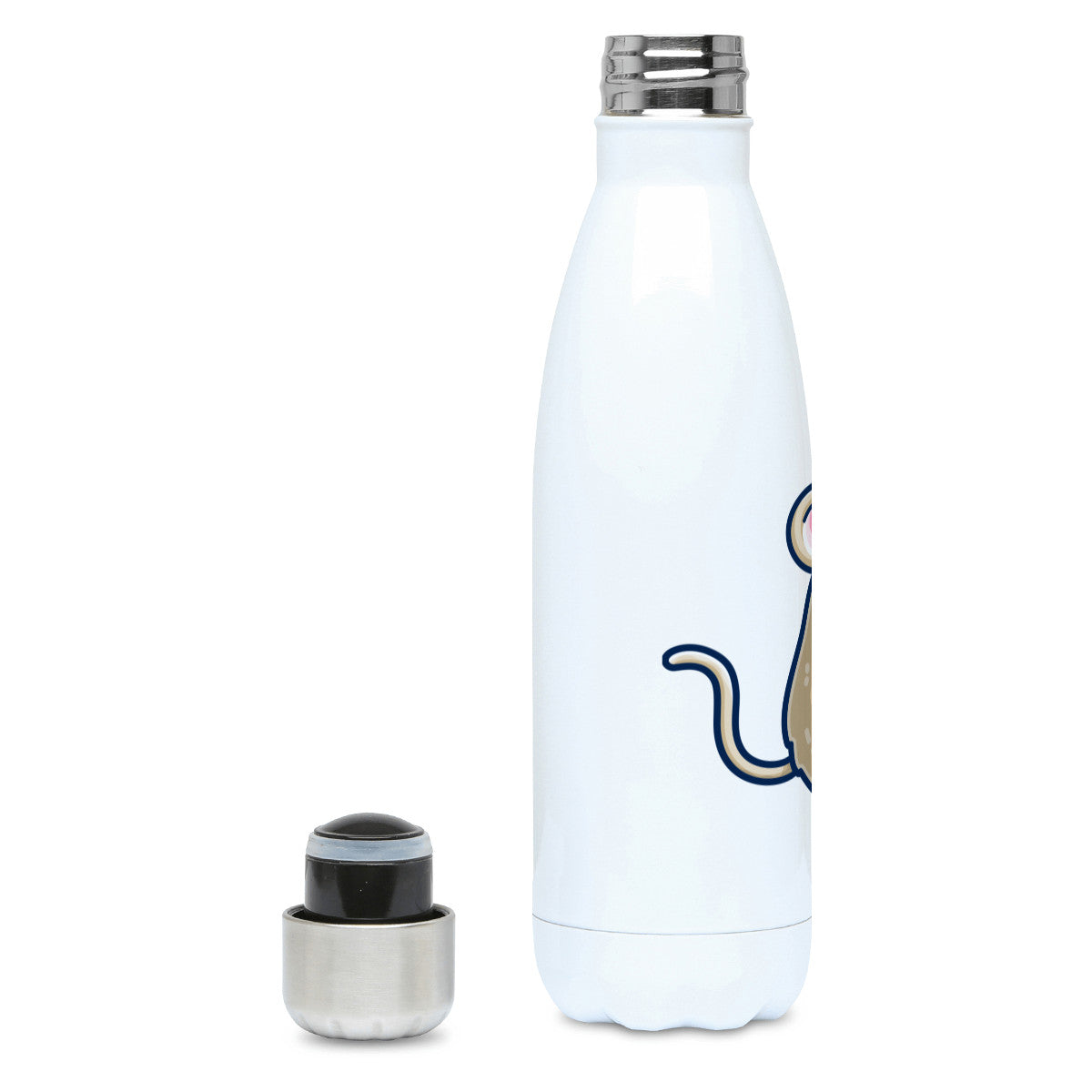 Mouse Holding Cheese Cute Personalised Drinks Bottle