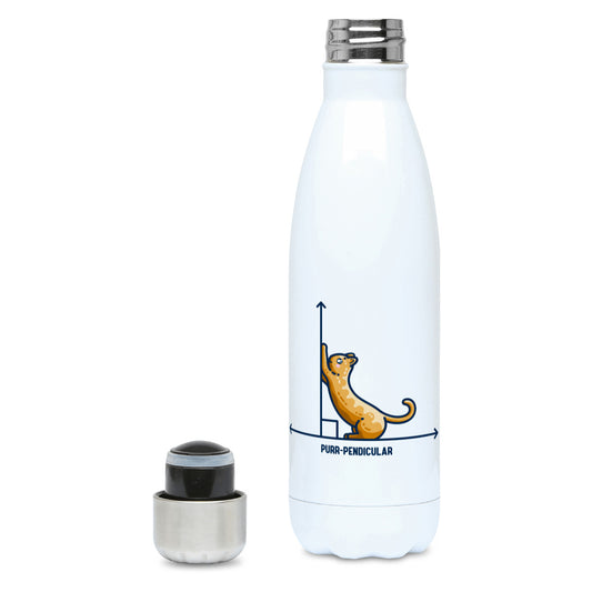 Purr-pendicular Maths Cat Pun Drinks Bottle