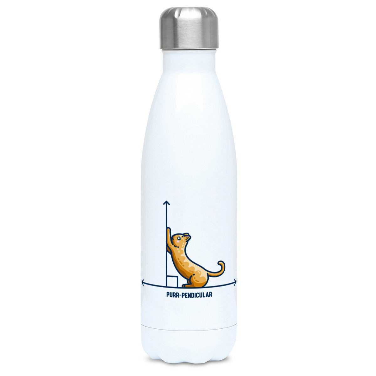 Purr-pendicular Maths Cat Pun Drinks Bottle