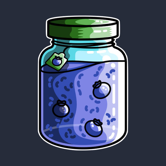 A cute jar of blueberry jam with a green lid