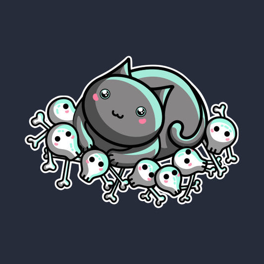 Cute innocent cat sitting on a pile of bones