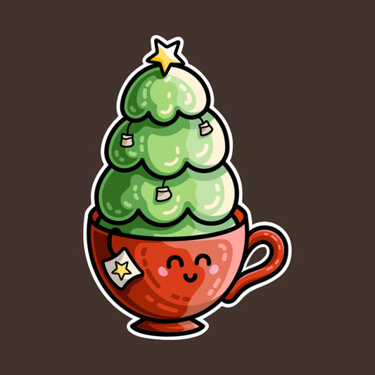 Christmas tree in a cute red teacup