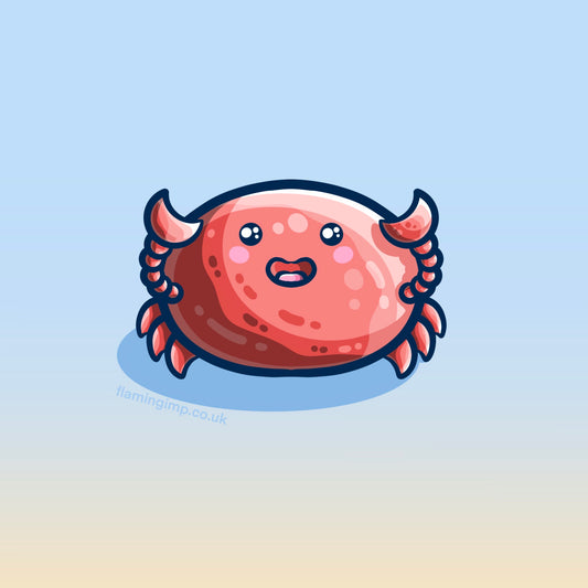 Digital sketch of a red kawaii cute crab