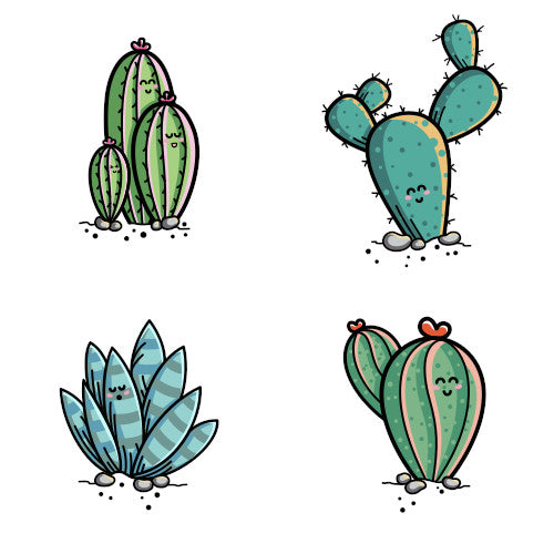 Four cute dessert cacti