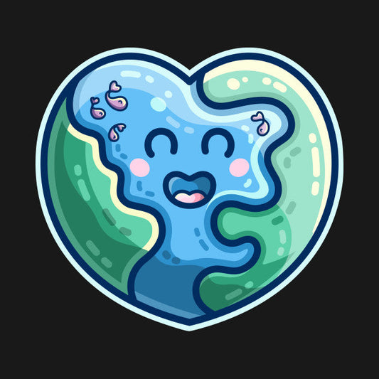 A kawaii cute heart shaped Earth style planet