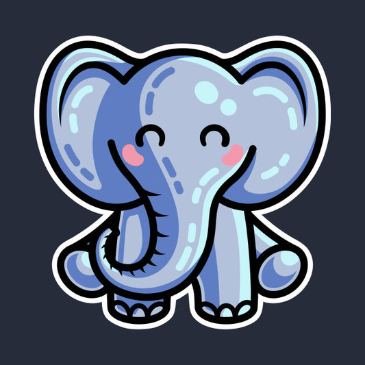 Kawaii cute blue elephant face on
