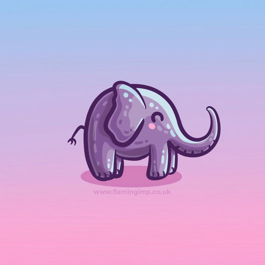 Kawaii cute purple elephant drawing