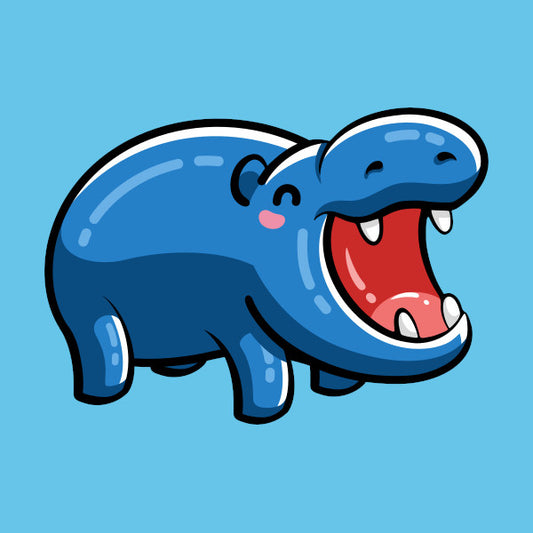 Kawaii cute blue hippo