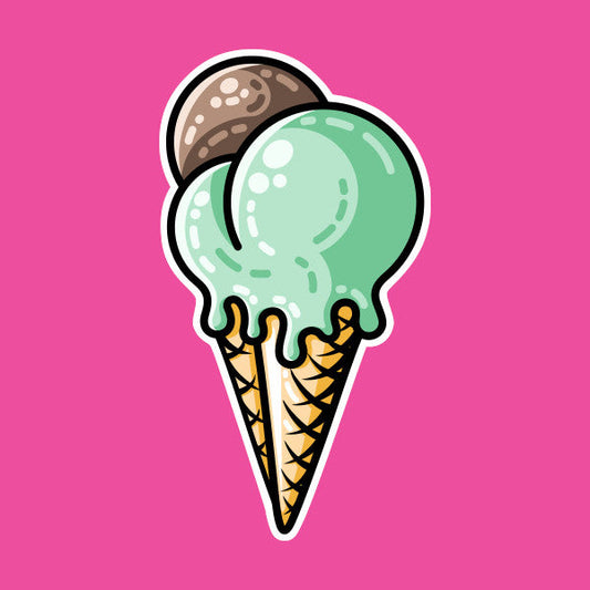 Three scoops of ice cream on a cone