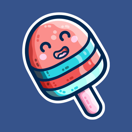 Kawaii cute red and blue striped ice lolly