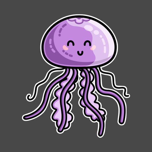Kawaii cute purple jellyfish