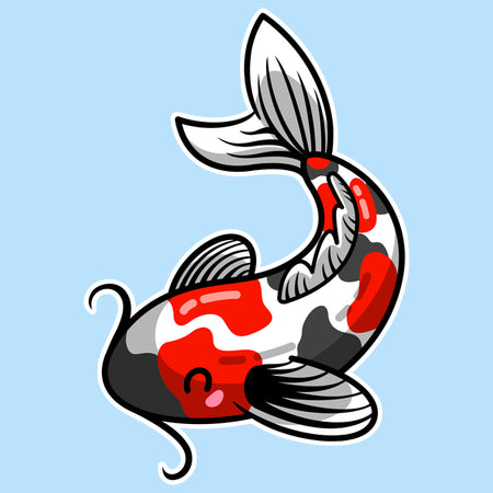 Cute black, white and red koi carp fish