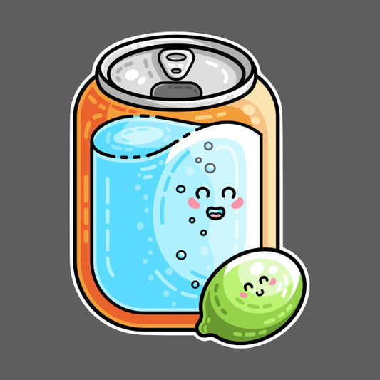 Kawaii cute lime and a can of soda