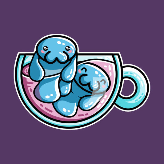 Two manatee in a cup of tea