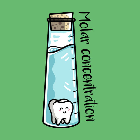 Flask of liquid containing a molar tooth and the words molar concentration