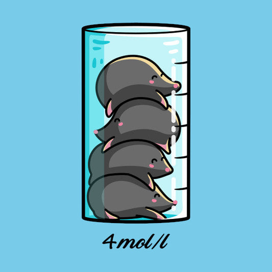 Chemistry beaker containing 4 moles with 4mol/l annotation