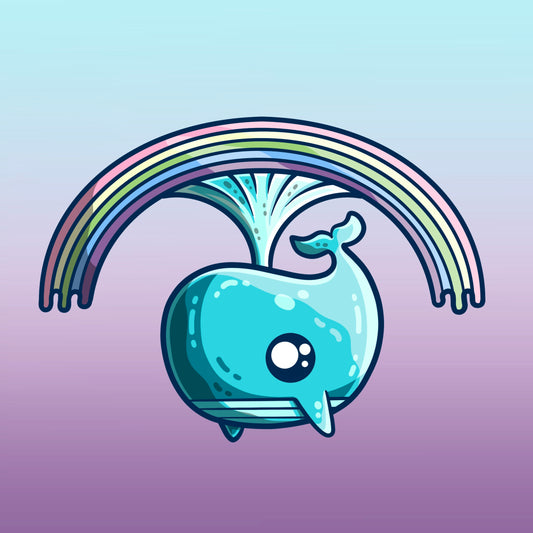 Cute drawing of a whale and a rainbow