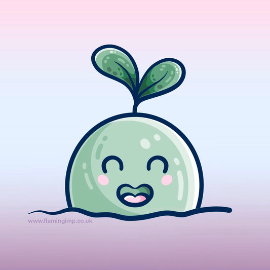 Kawaii cute drawing of a seed sprout