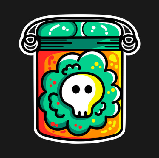 Cute skull in a jar of plasma