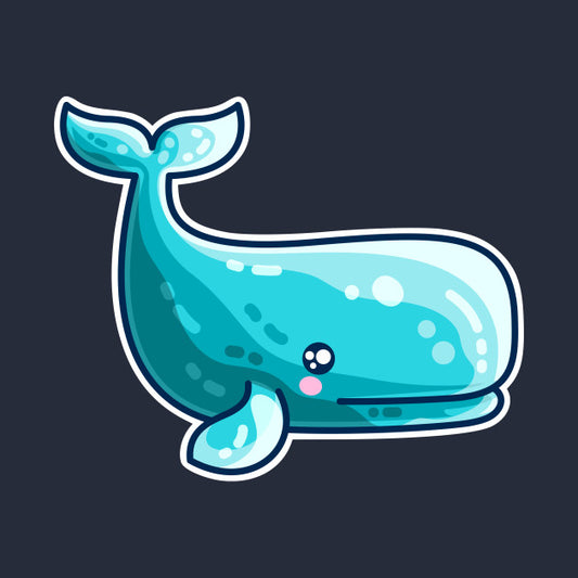 Digital drawing of a cute turquoise sperm whale