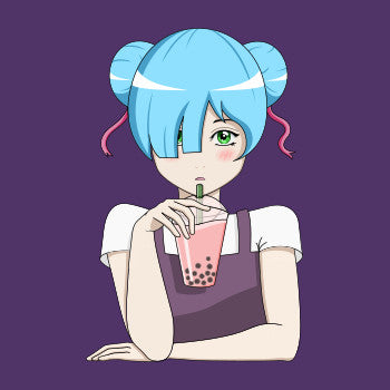 Anime girl drinking boba