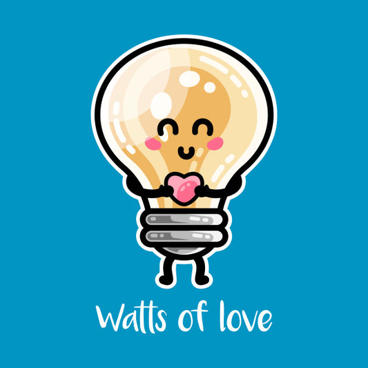 Kawaii cute light bulb holding a heart