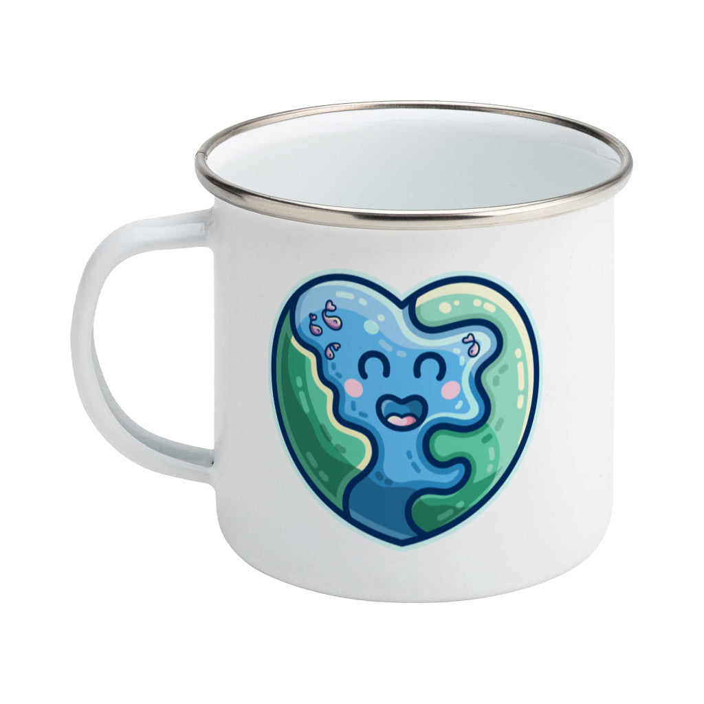 Earth Heart Kawaii Cute Enamel Mug