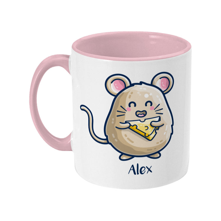 Mouse Holding Cheese Cute Personalised Ceramic Mug