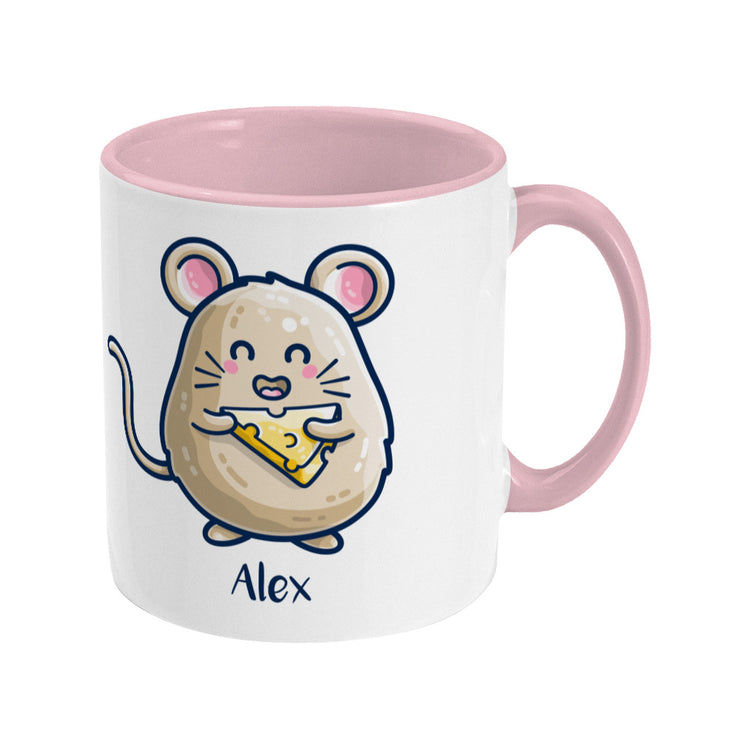 Mouse Holding Cheese Cute Personalised Ceramic Mug